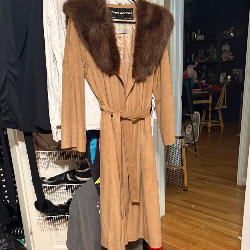Pierre Cardin Camel Coat with Brown Fur Collar